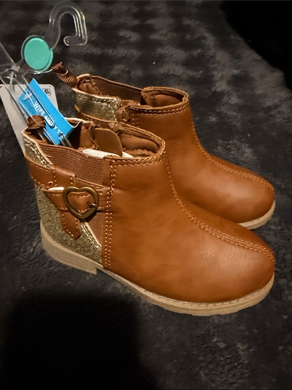 Carter's Tan Ankle Boots with Gold Accent for Kids